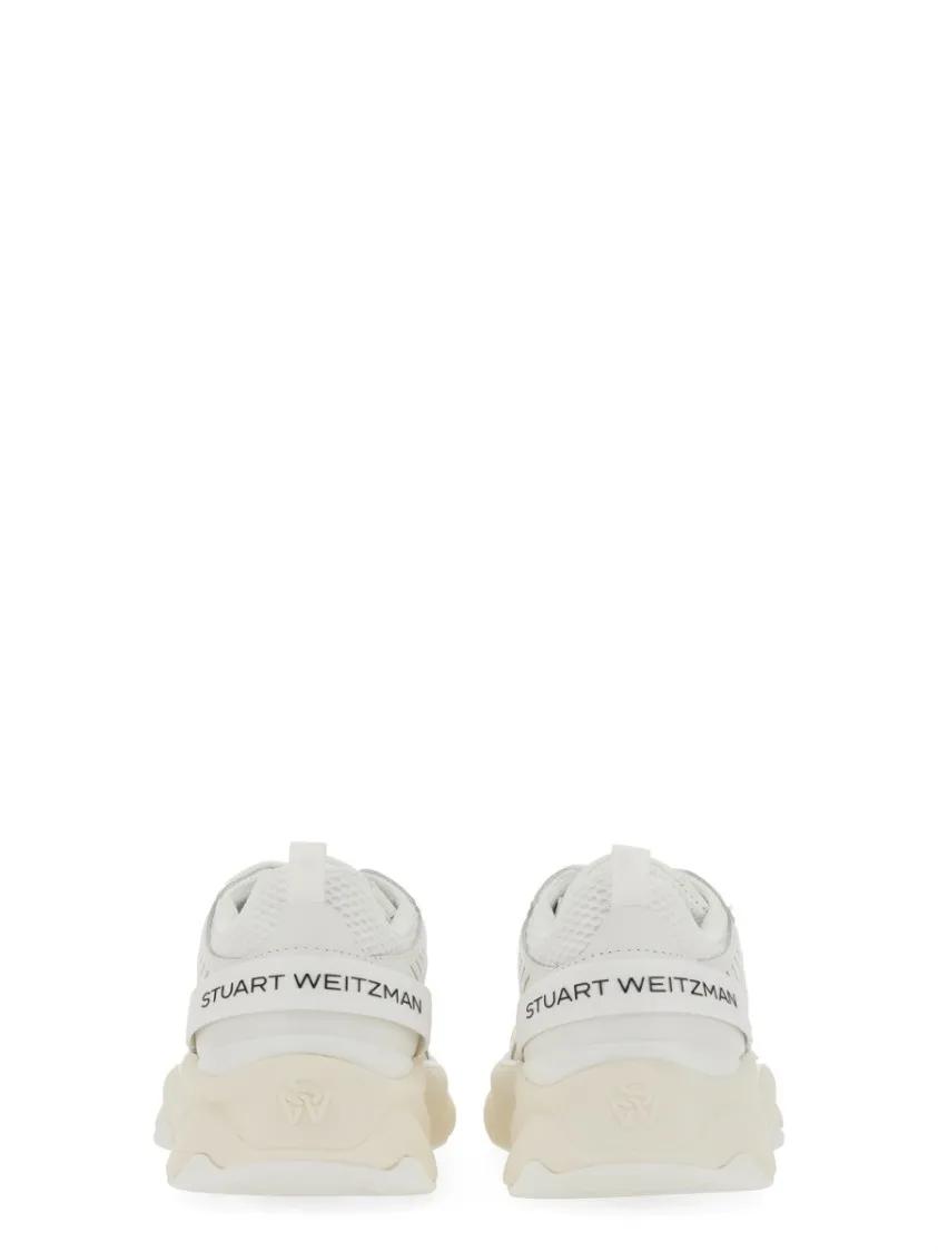 Thumbnail - Stuart Weitzman Low-Top Sneaker - Textured White Sneakers With Prominent Logo - Gr. 35 (EU) - in Weiß - für Damen