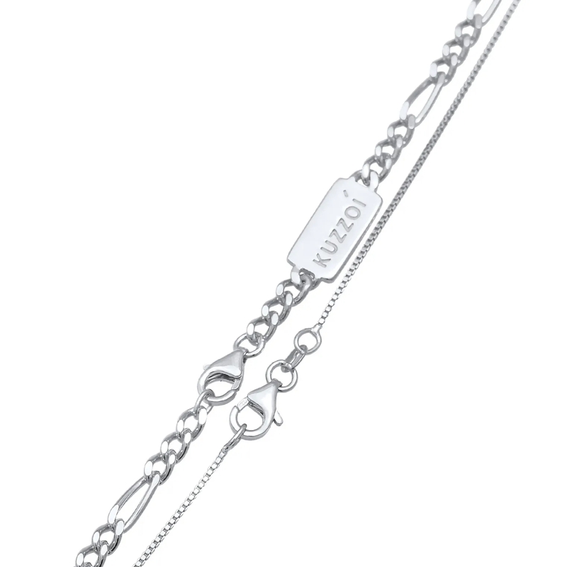 Kuzzoi Mittellange Halskette Halskette Herren Ketten Set Figaro Venezia 925 Sil silber(Image 4)