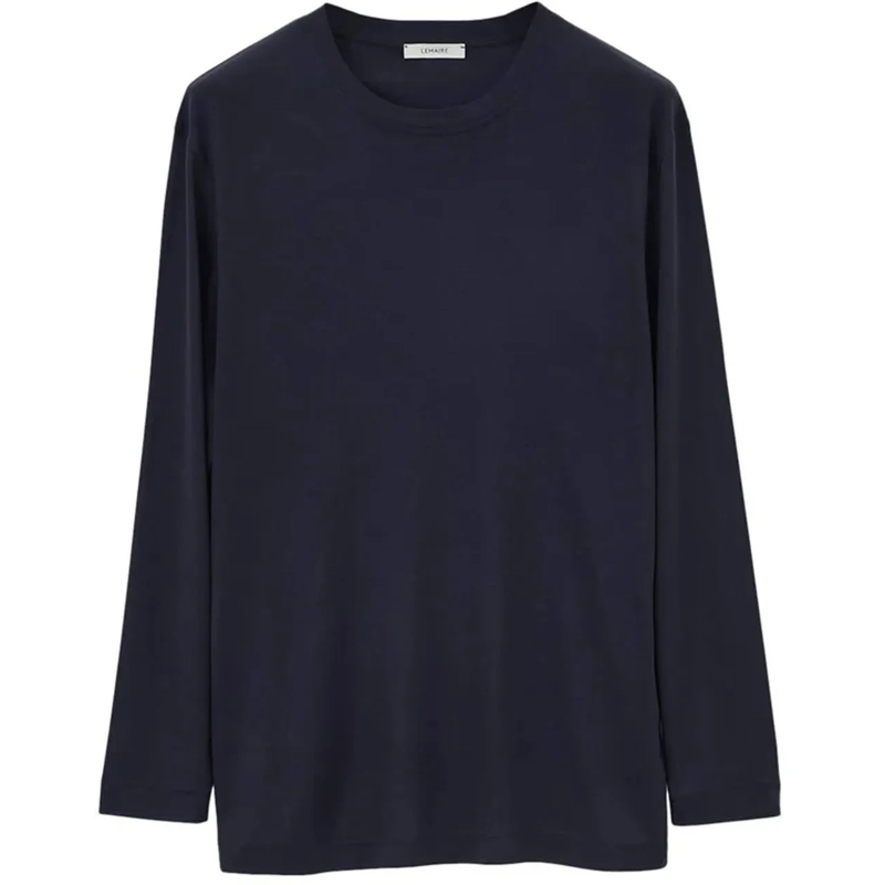 Lemaire Casual top Long Sleeve Silk T-Shirt Black
