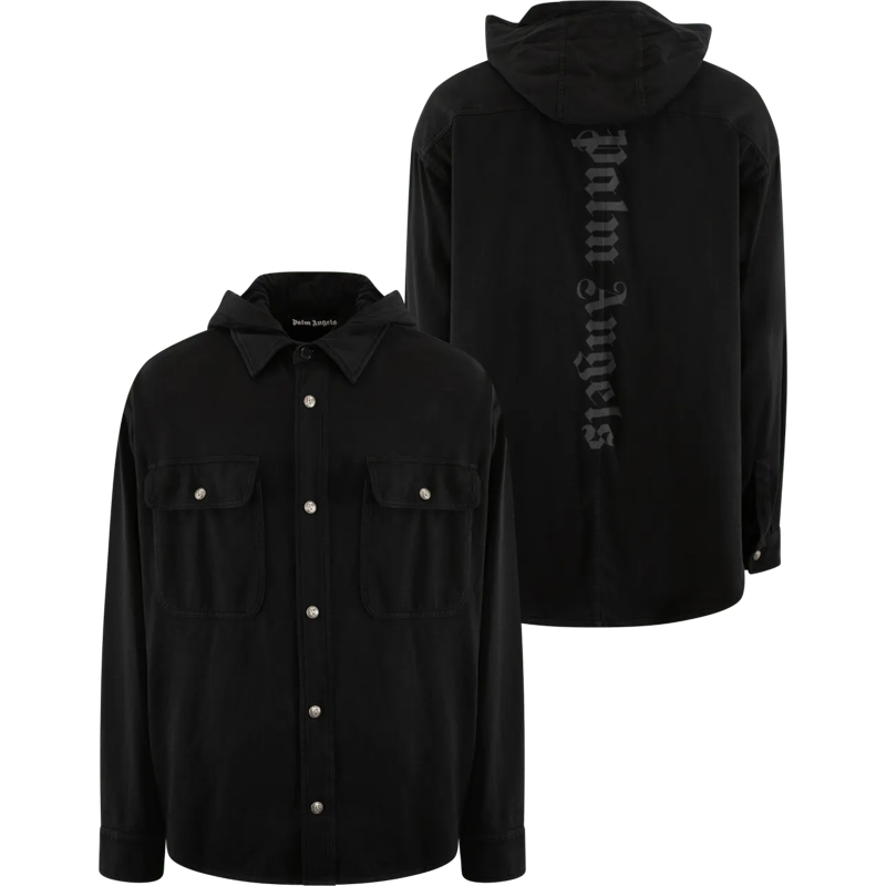 Palm Angels Donsjas Heren Gd Classic Logo Hooded Overshi schwarz