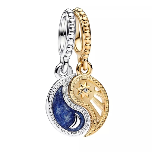 Pandora Two-tone Splittable Sun & Moon Dangle Charm Blue Pendant
