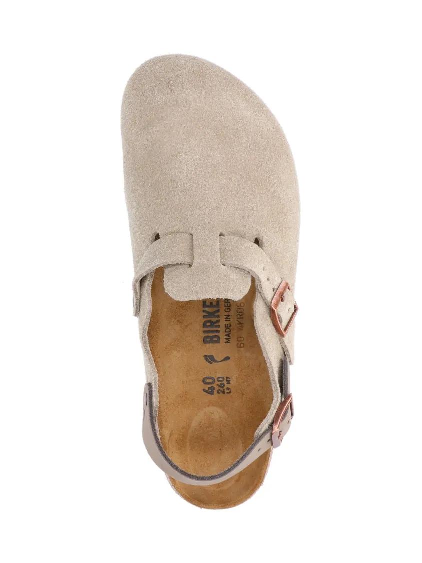 Thumbnail - Birkenstock Slipper & Pantoletten - "Tokio" Mules – Taupe Suede - Gr. 43 (EU) - in Beige - für Damen