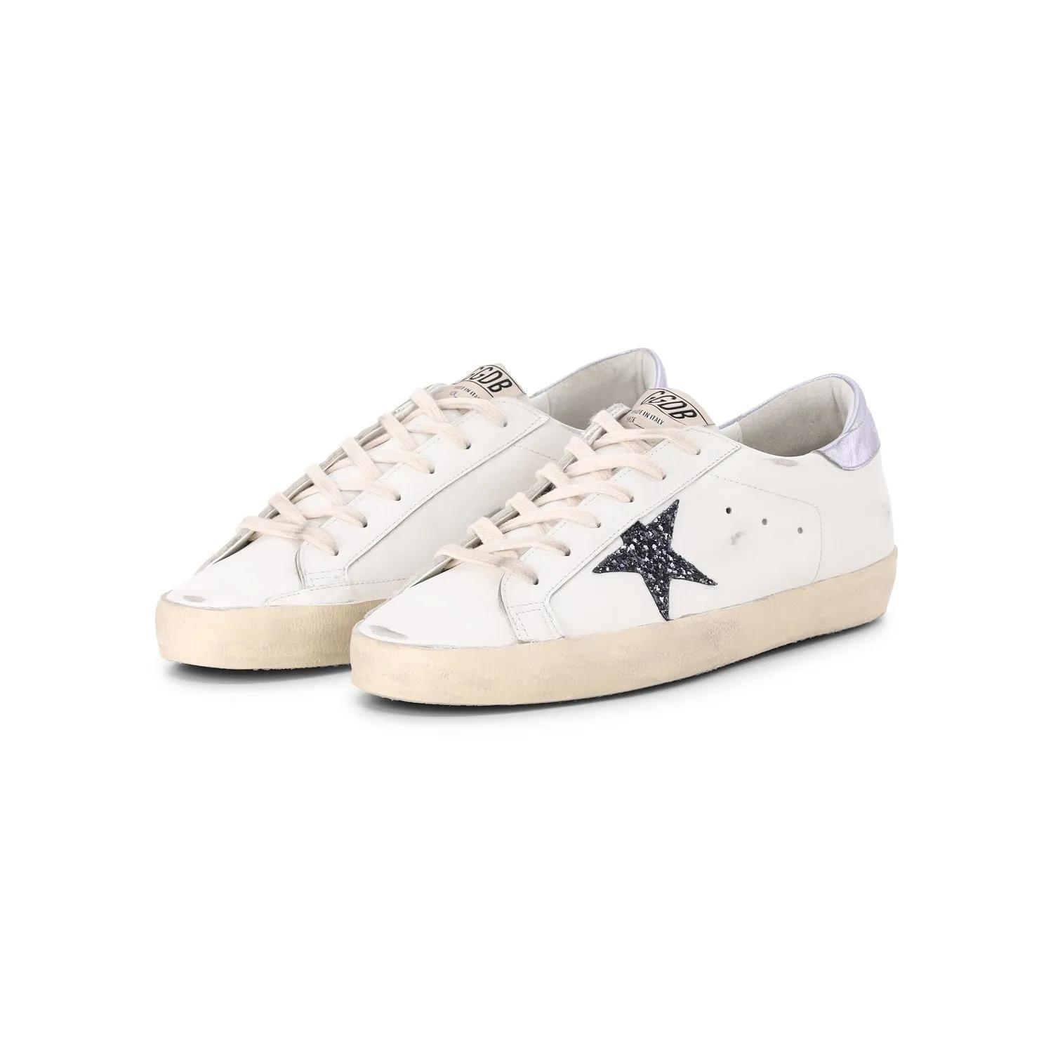 Golden Goose Low-Top Sneaker - Super Star Leather Sneakers Blue And White - Gr. 37 (EU) - in Weiß - für Damen