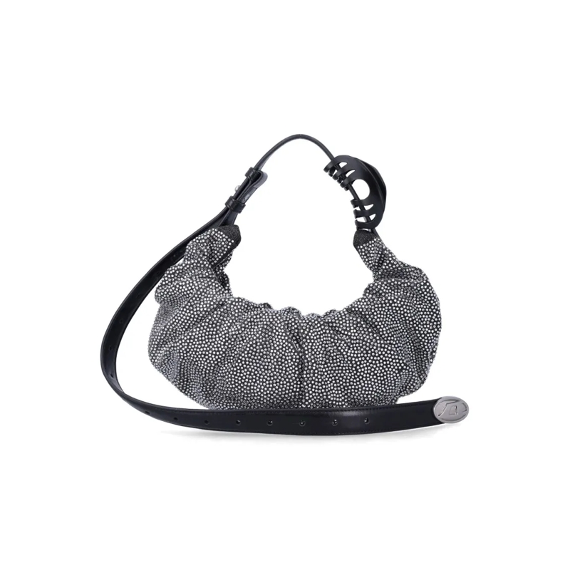Diesel Schultertasche Grab-D Small Crystal Denim Hobo Bag Grey