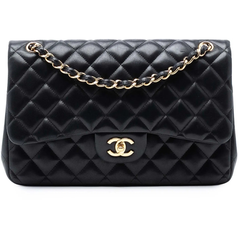Chanel Sac à bandoulière Jumbo Classic Lambskin Double Flap schwarz