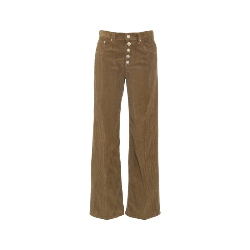 Dondup Jeans Wide-Leg Corduroy Trousers With High Waist And Dis Brown