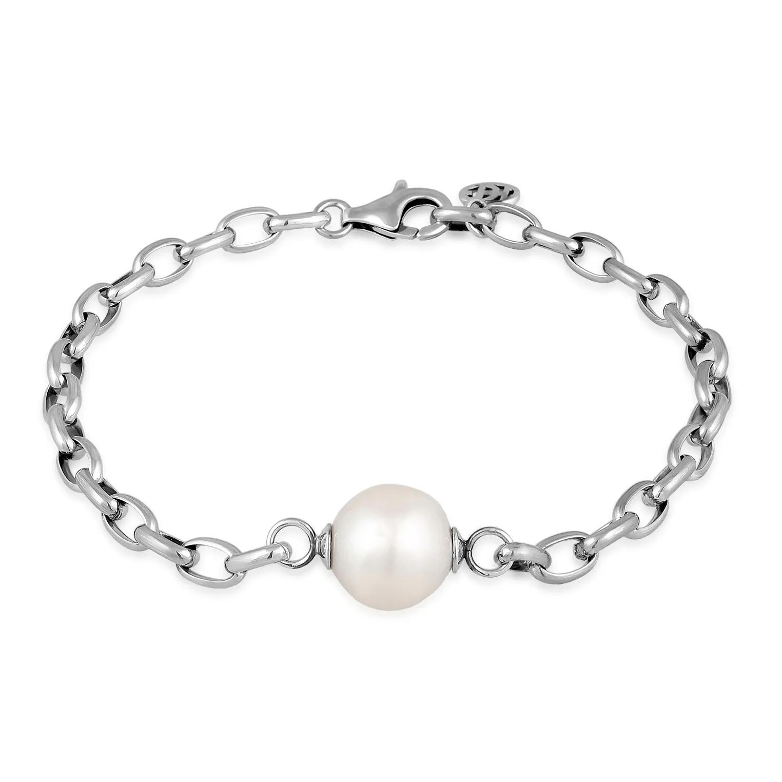 Haze & Glory Armbänder - Armband Gliderarmband - Chunky Perle 925 Silber - Gr. 21 CM - in Silber - für Damen