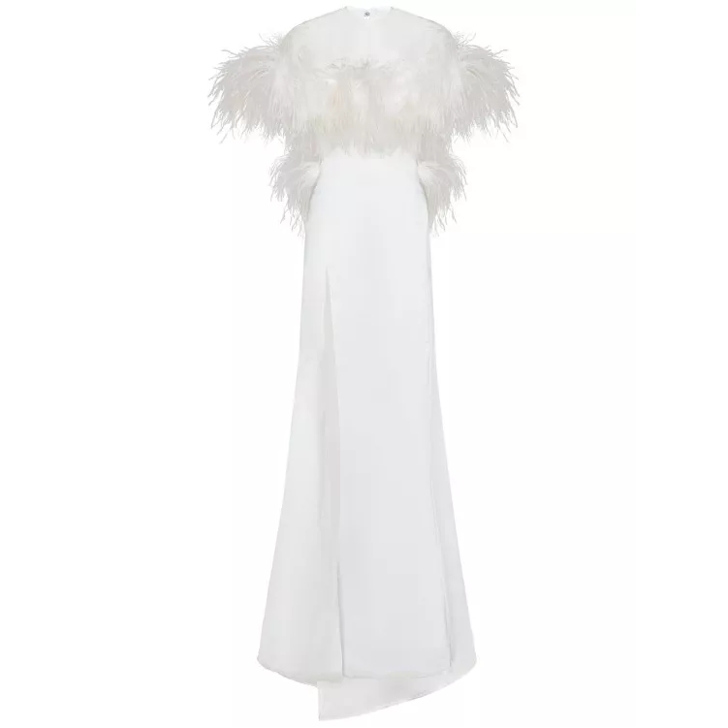 The Attico Pure White Feather Dress White Kleider