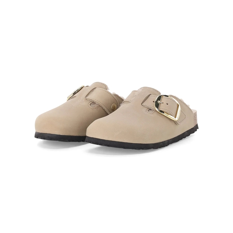 Birkenstock Chaussures à lacets Pantoletten Boston Big Buckle gefüttert beige
