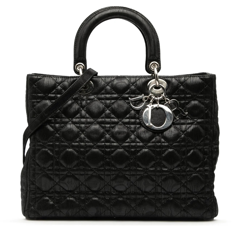 Christian Dior Schultertasche Large Iridescent Fabric Cannage Lady Dior schwarz