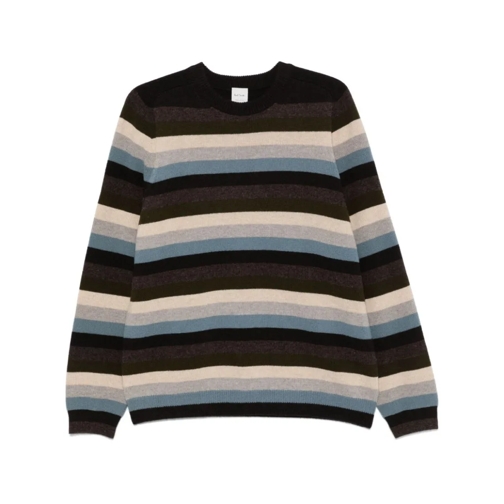 Paul Smith Pullover Navy Blue/Multicolour Lambs Wool Sweater Multicolor