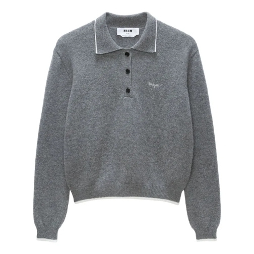 MSGM Logo-Embroidered Sweater Grey Pull