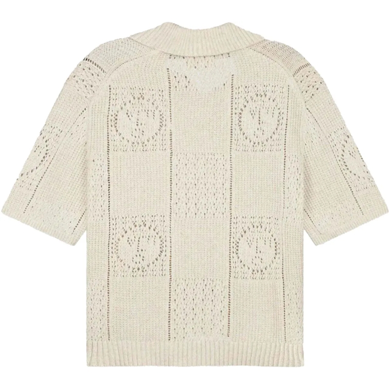 ØLÅF Poloshirt Olaf Face Logo Knit Polo Polos Off White M240702 weiß(Image 2)