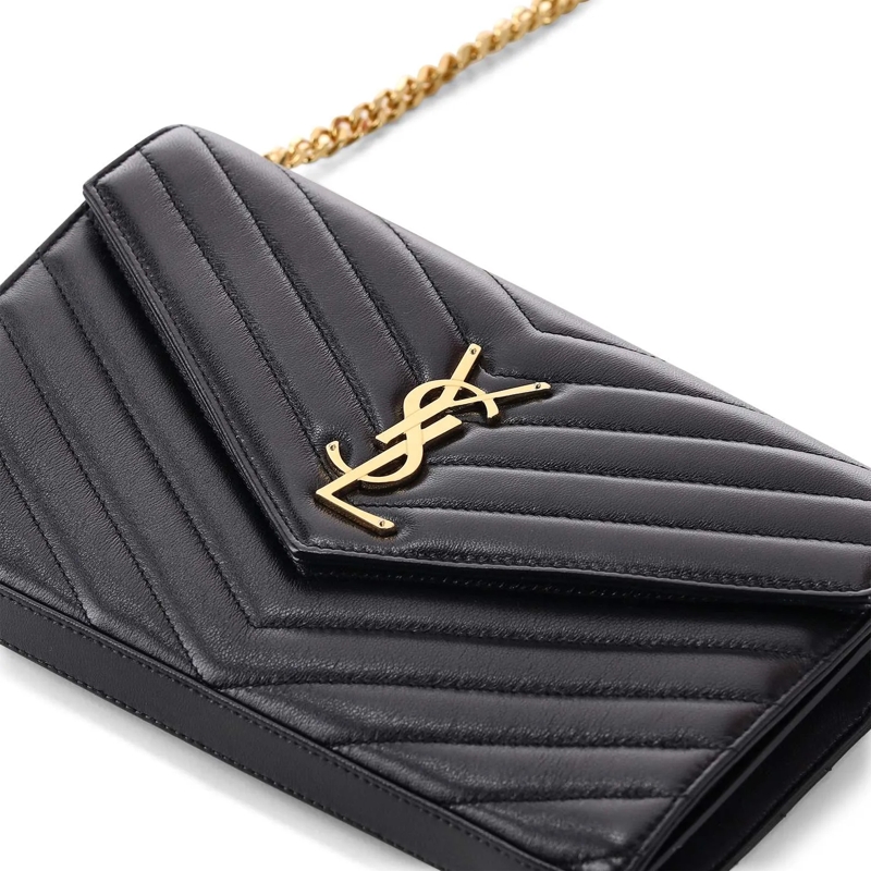 Saint Laurent Crossbody Bag Pochette Cassandre aus Lammleder schwarz(Image 3)