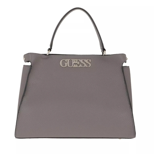 Guess Uptown Chic Large Turnlock Satchel Taupe Satchel