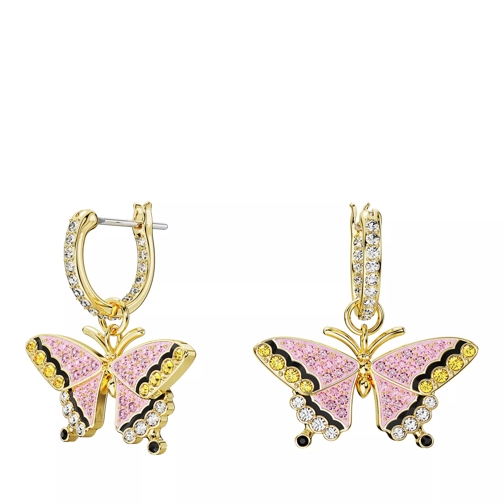 Swarovski Idyllia drop earrings, Butterfly, Gold-tone plated Multicolored Orecchino a goccia