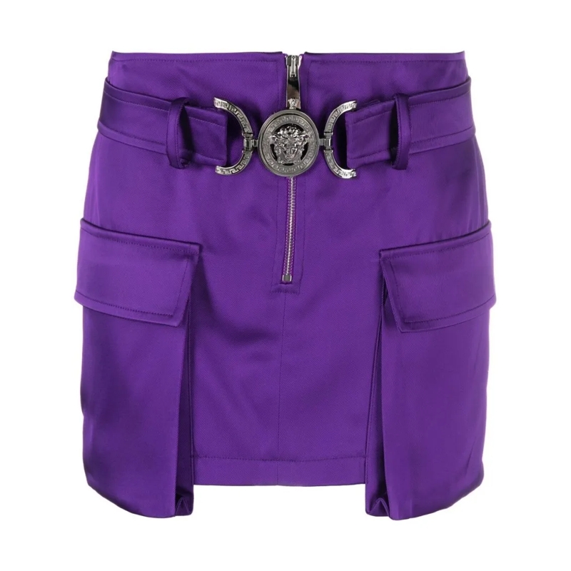 Versace Minirock Grape Purple Moire Effect Miniskirt Purple