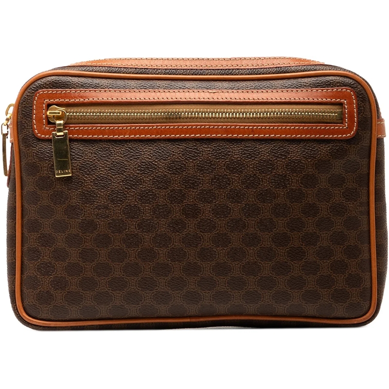 Celine Clutch Macadam Coated Canvas Clutch braun