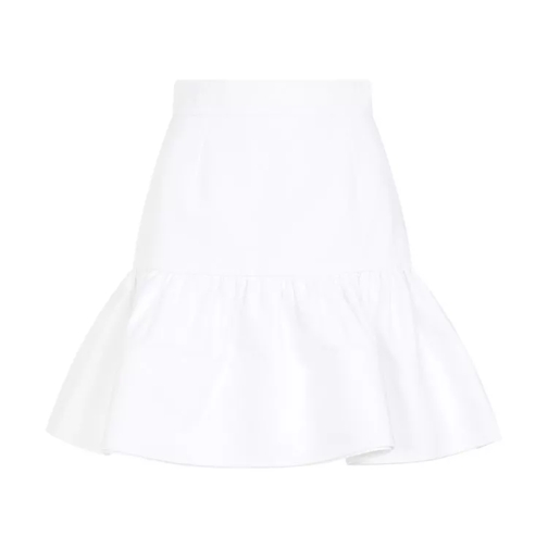 Patou Ruffle White Cotton Mini Skirt White Minirokken