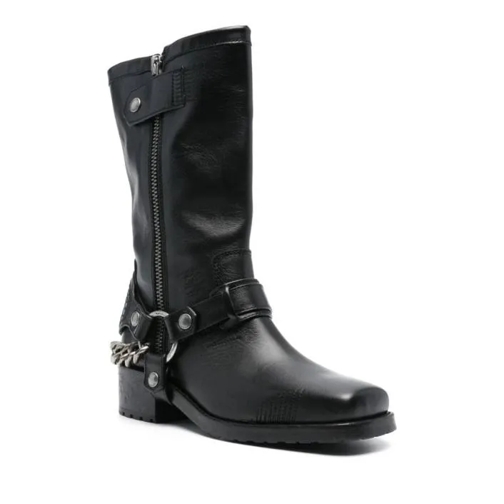 Zadig & Voltaire Igata Leather Biker Boots Black Chaussure bateau