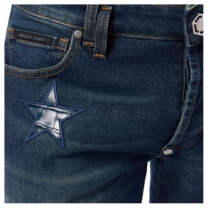 Philipp Plein Jeans mit geradem Bein Super Straight Cut Jeans Cocco Stars blau(Image 5)