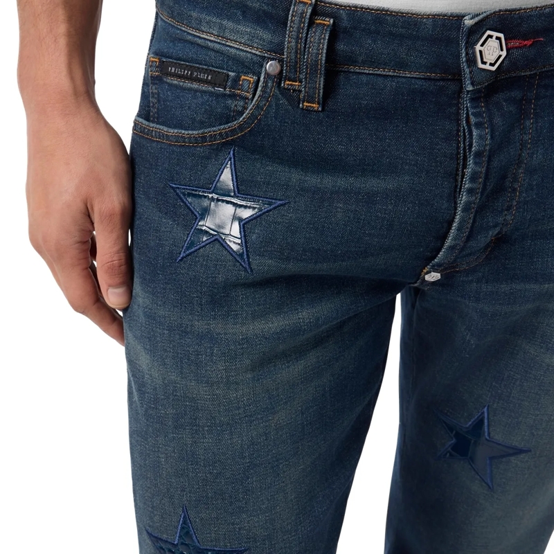 Philipp Plein Jeans mit geradem Bein Super Straight Cut Jeans Cocco Stars blau(Image 5)