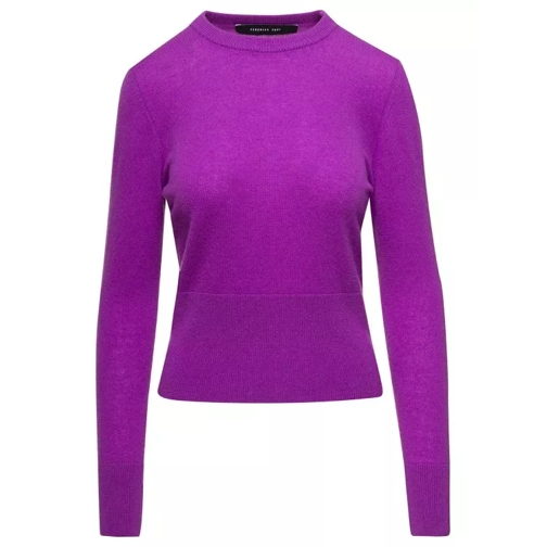 Federica Tosi Violet Sweater With Round Neck And Ribbed Trim In  Purple 