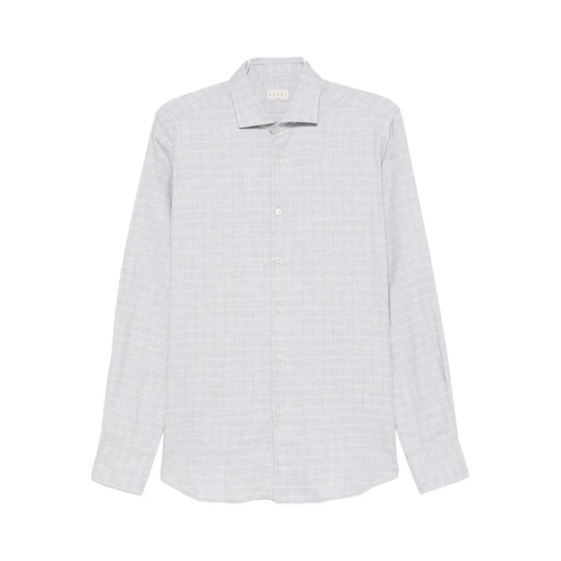 Xacus Overhemd Subtle Checkered Long-Sleeve Shirt With Classic Co White