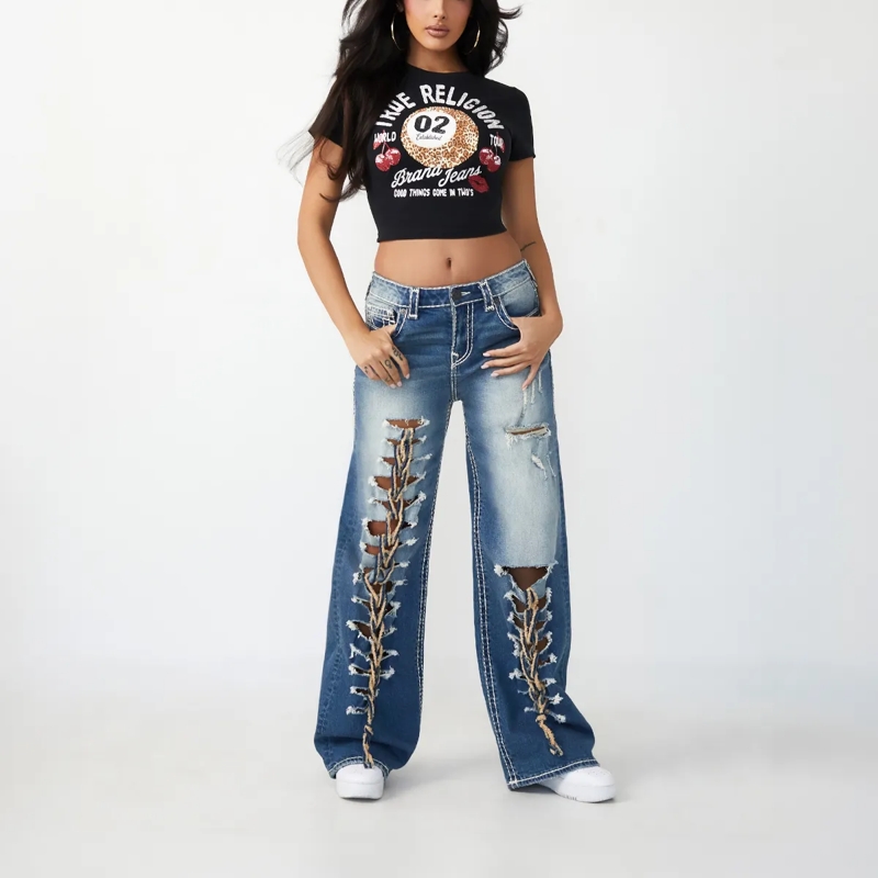 True Religion T-Shirt - T-Shirt- Kurzarm- Verkürzte Form- Bauchfrei- schwarz(Image 2)