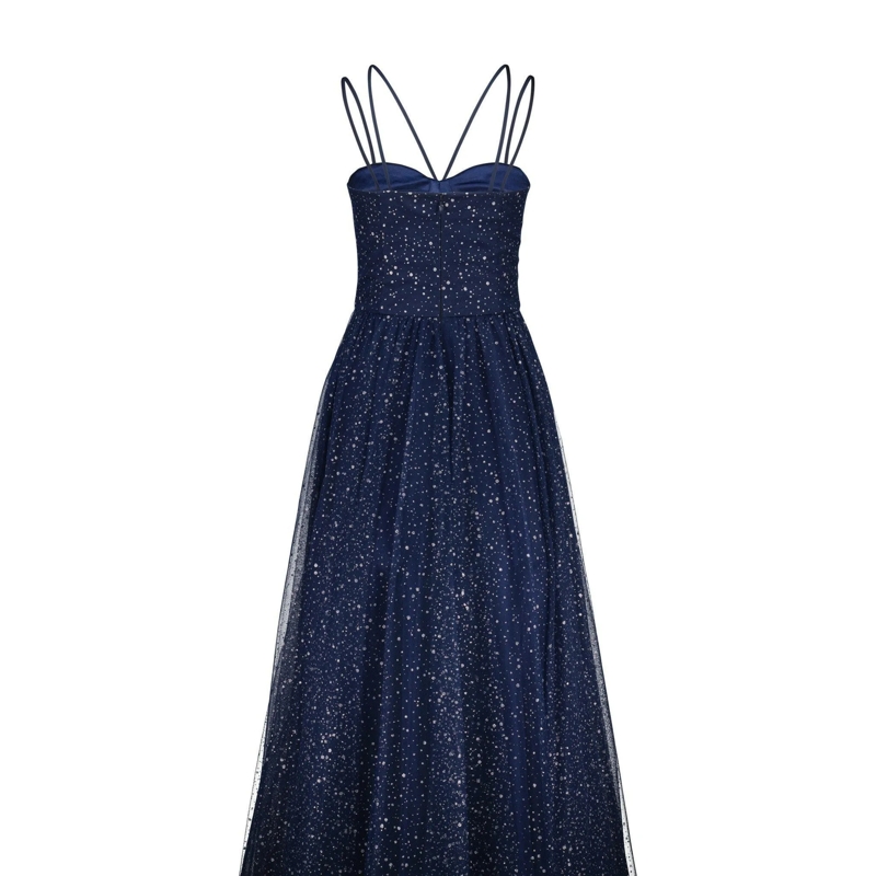 SWING Maxi-jurk Abendkleid mit Tüll & silberfarbenen Tupfen blau(Image 2)