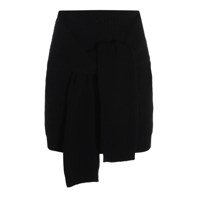 Dolce&Gabbana Minirock Asymmetrical Ribbed Knit Mini Skirt Black