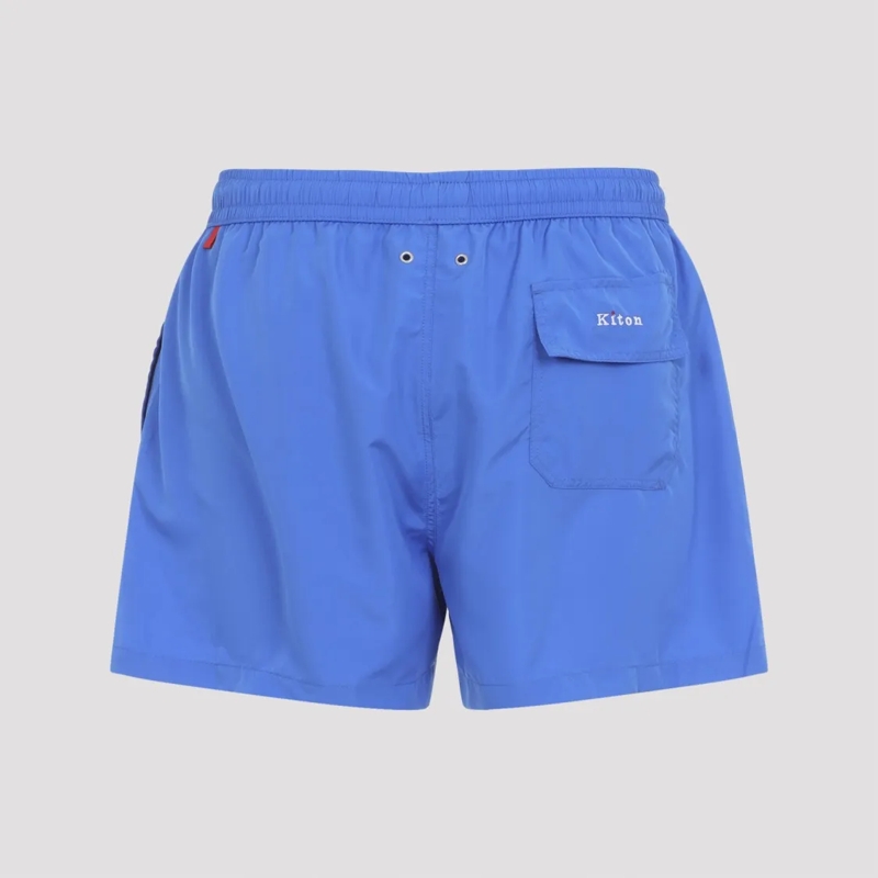 Kiton  Sporty Blue Swim Shorts With Flap Pockets Blue