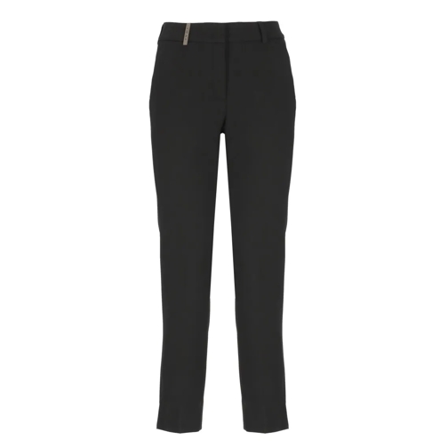 Peserico  Pants With Leather Detail Black