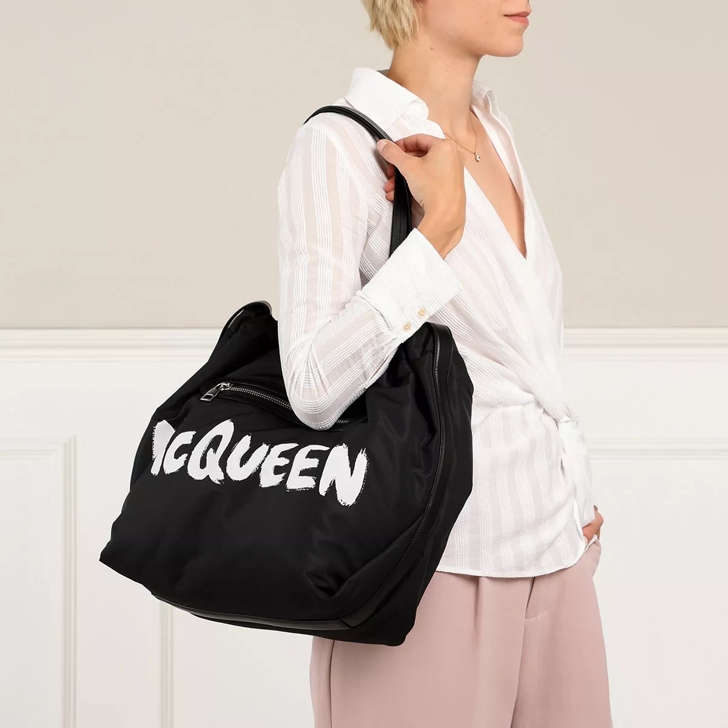 Alexander McQueen Tote Bag Leather Black White Shopper