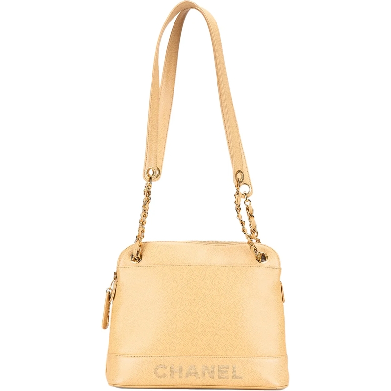 Chanel Schultertasche Caviar Logo Chain Shoulder Bag gelb