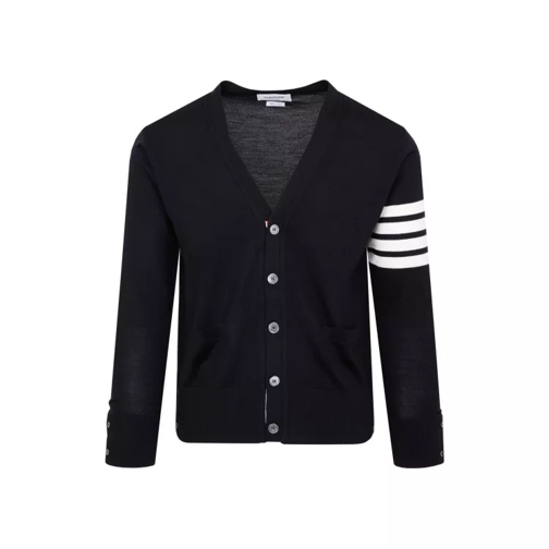 Thom Browne Navy Wool Buttoned Cardigan Black 