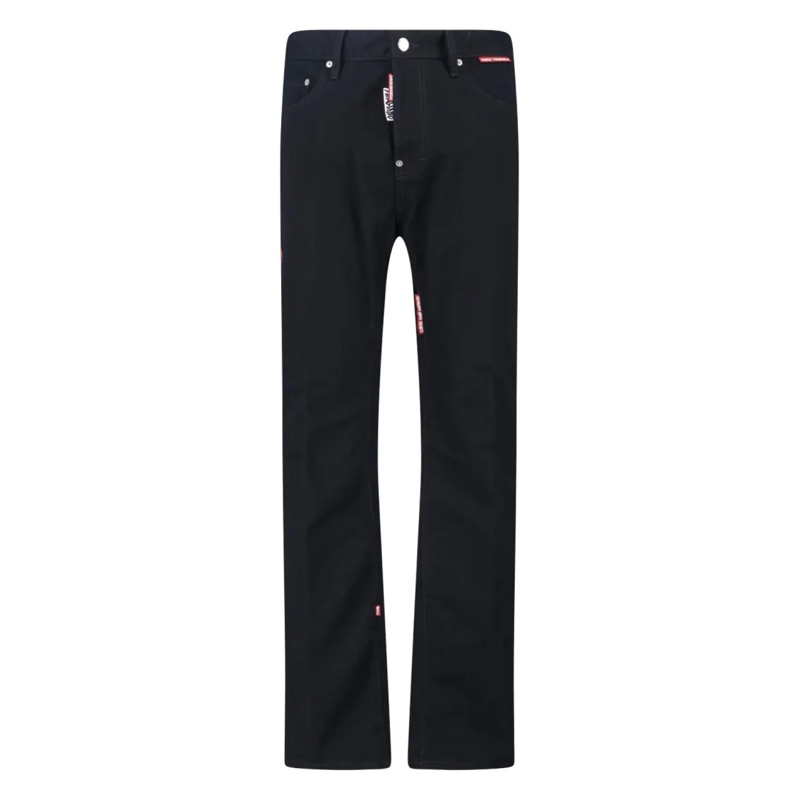 Dsquared2 Jeans Straight-Leg Black Denim Jeans With Logo Patches Black