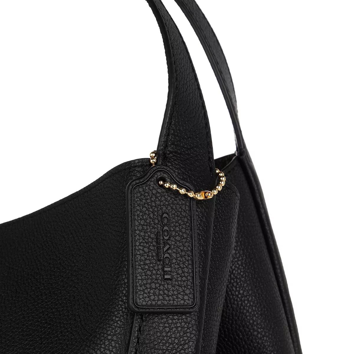 COACH Women's Polished Pebble Leather Hadley Hobo, Black/Gold, One