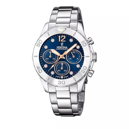 Festina Stainless Steel Watch Bracelet Silver/Blue Chronograaf