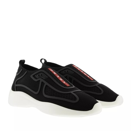 Prada Fabric Slip-On Sneakers Black/White låg sneaker