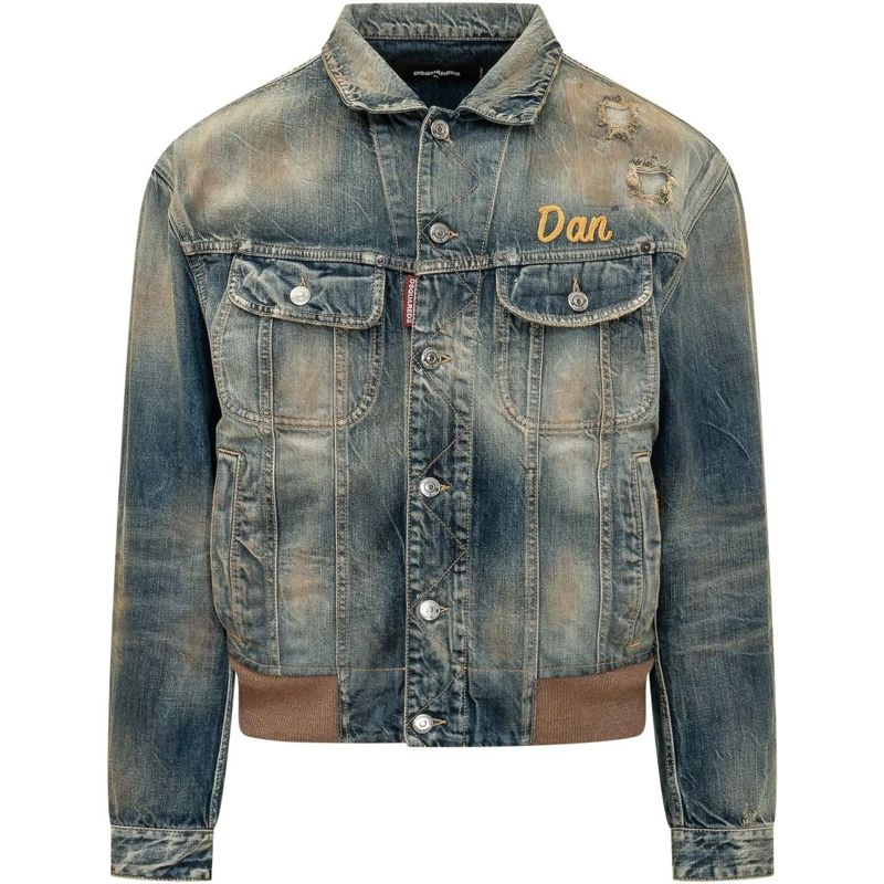 Dsquared2 Veste en jean Giacca in Denim con Ricamo blau