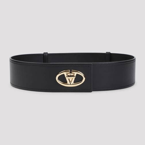 Valentino Ceinture en cuir Vlogo Black Calf Leather Belt Black