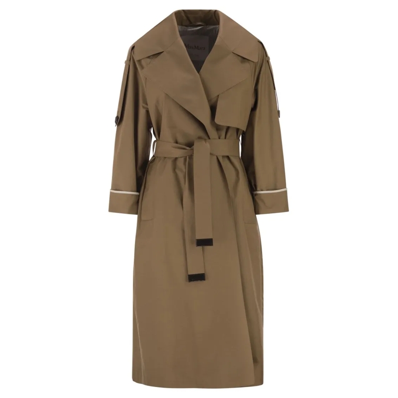 Max Mara Bontjassen Mtcutrench - Trench Coat In Water-Repellent Twill Brown