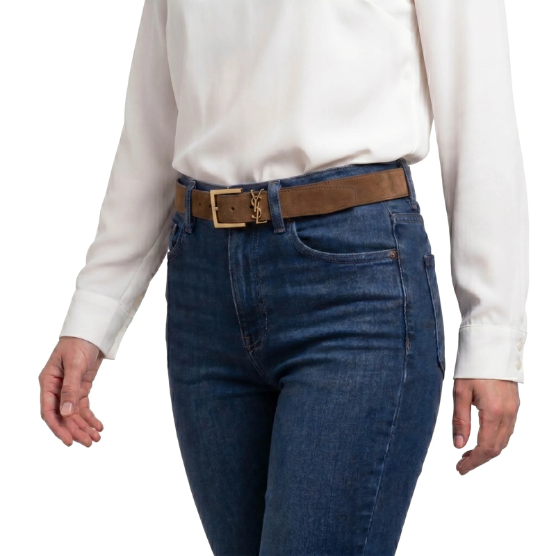 Saint Laurent Gürtel Gürtel aus Veloursleder braun(Image 2)