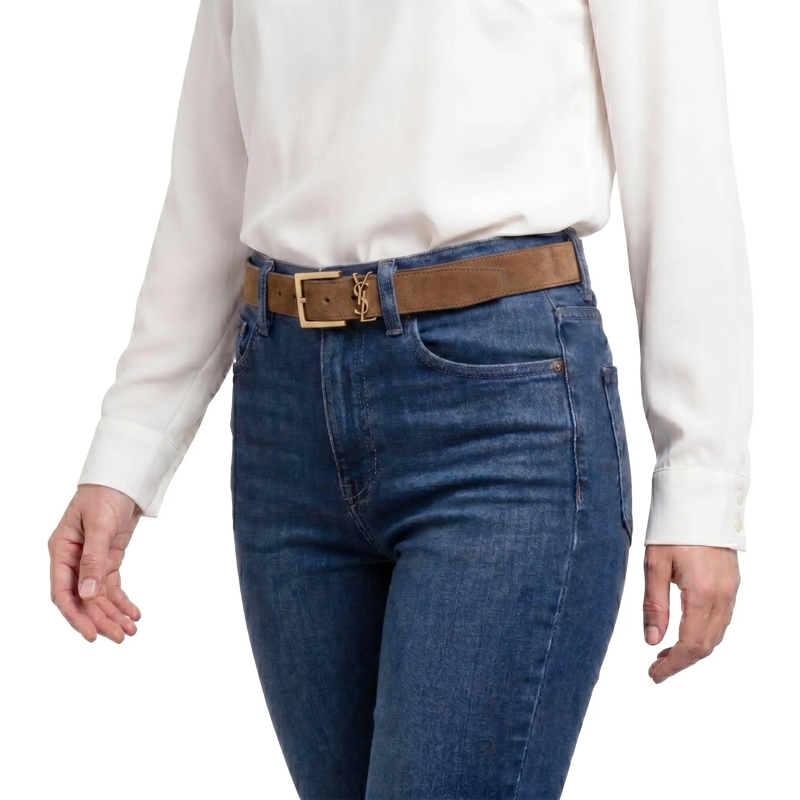 Saint Laurent Gürtel Gürtel aus Veloursleder braun