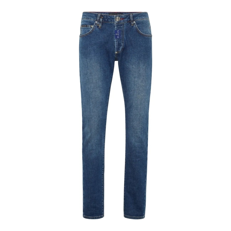 Philipp Plein Jeans mit geradem Bein Jeans Regular Fit Hexagon blau