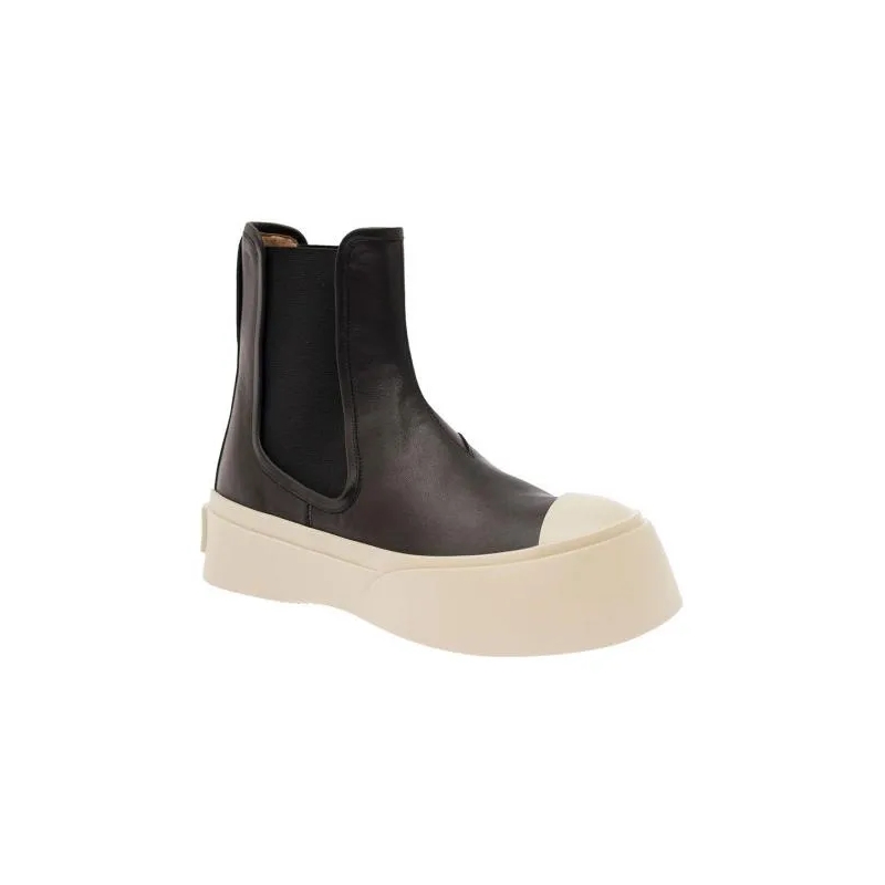 Marni Stiefel Black Chelsea Boots With Logo Patch In Leather Black(Image 16)