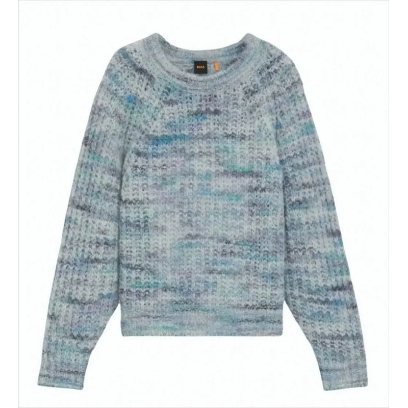 Boss Trui Crew Neck Flame Sweater With Multicolored Yarns White