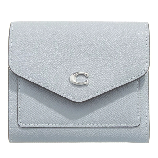 Coach Crossgrain Leather Wyn Small Wallet B4/Grey Blue Tri-Fold Portemonnaie