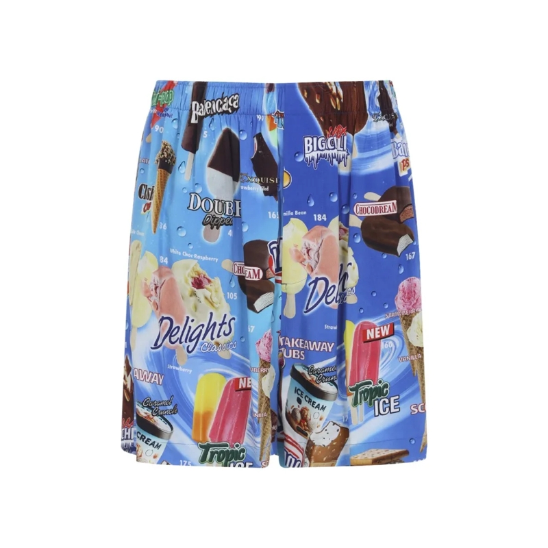 Balenciaga Casual Shorts Ice Cream Print Shorts With Relaxed Fit Blue